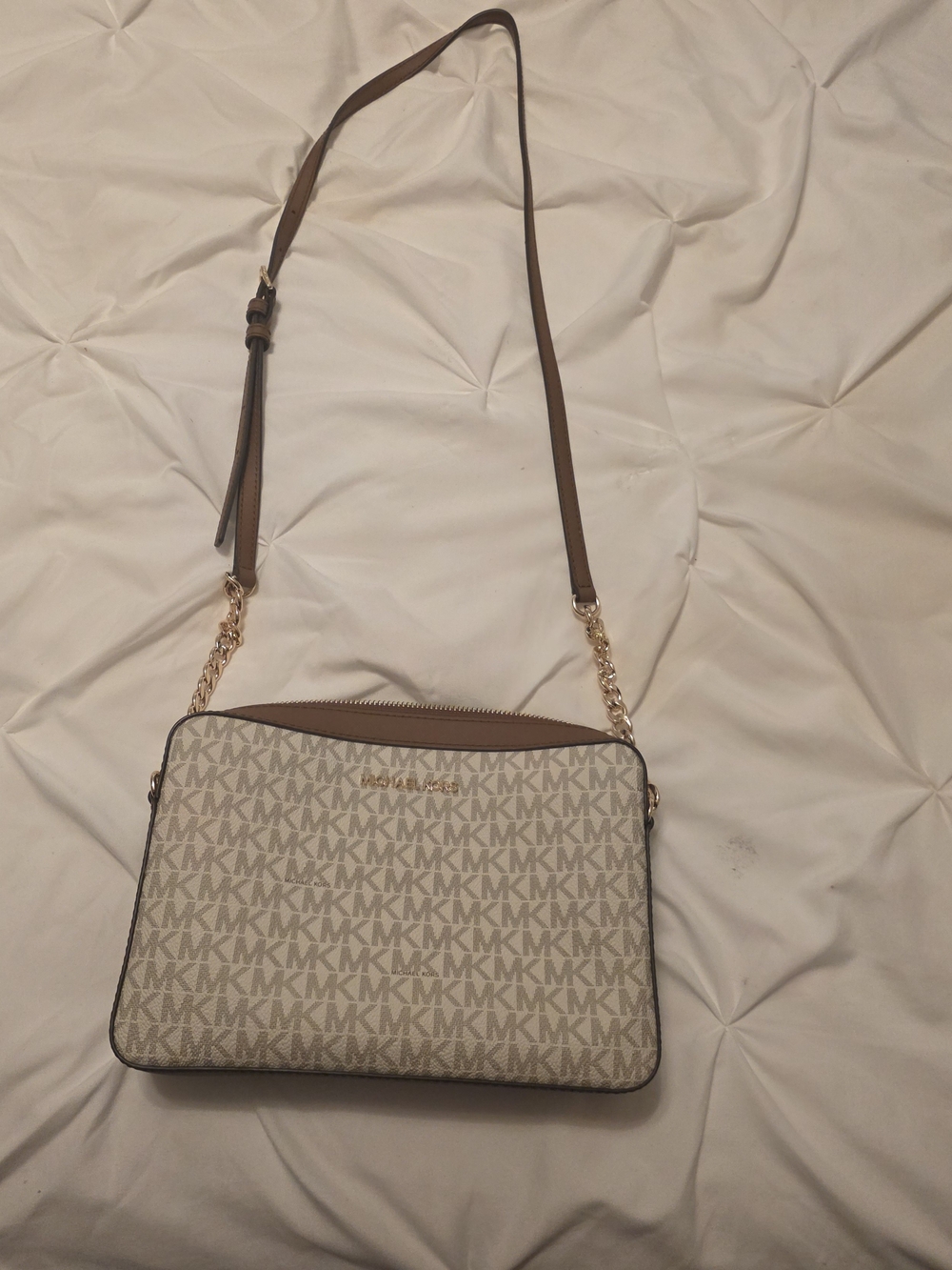 Michael Kors Jet Set Signature Beige Crossbody Bag